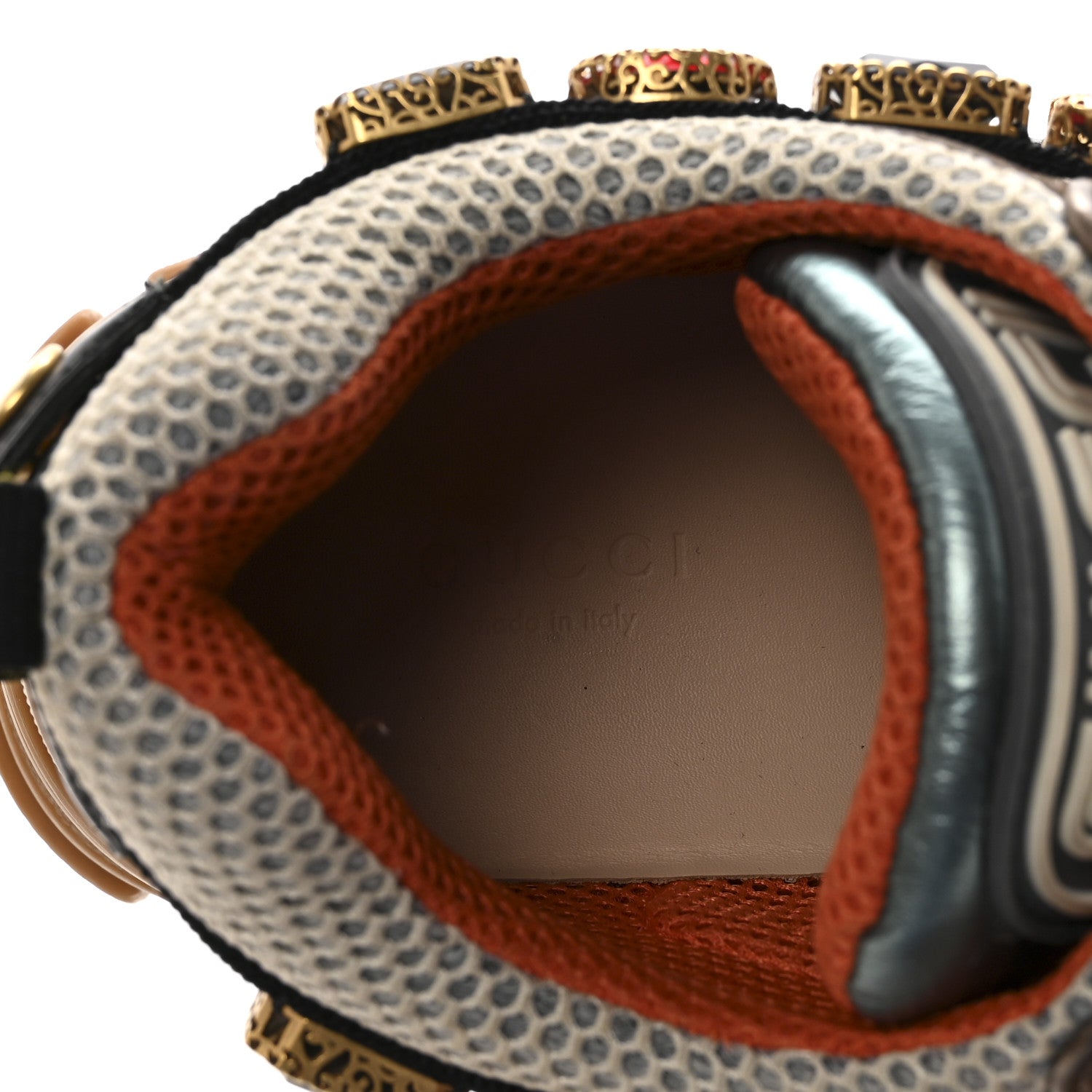 Gucci X SEGA Metallic Calfskin Mesh Removable Crystals Womens
