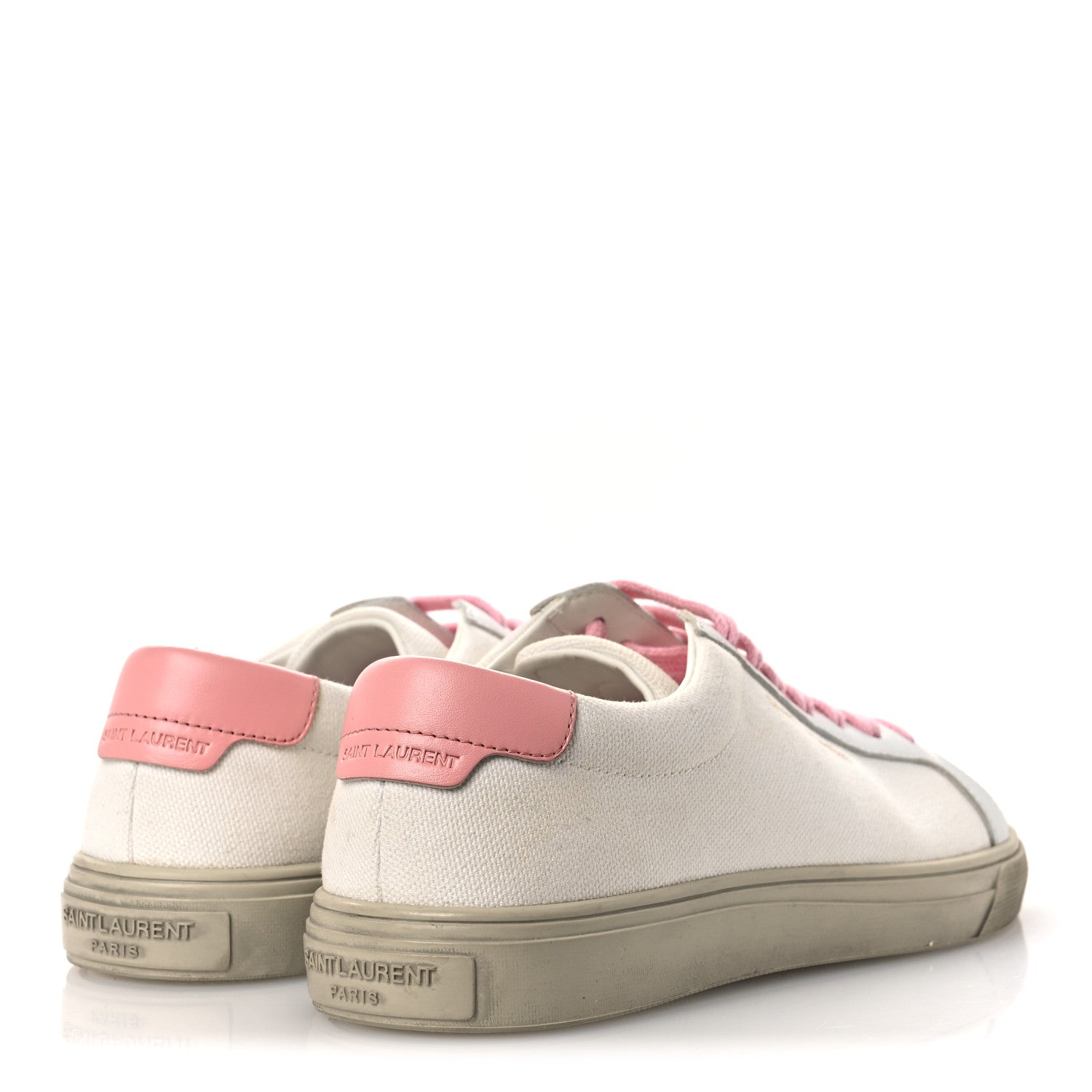 Saint Laurent Canvas Andy Low Top Sneakers 36 White Pink 5 of 13