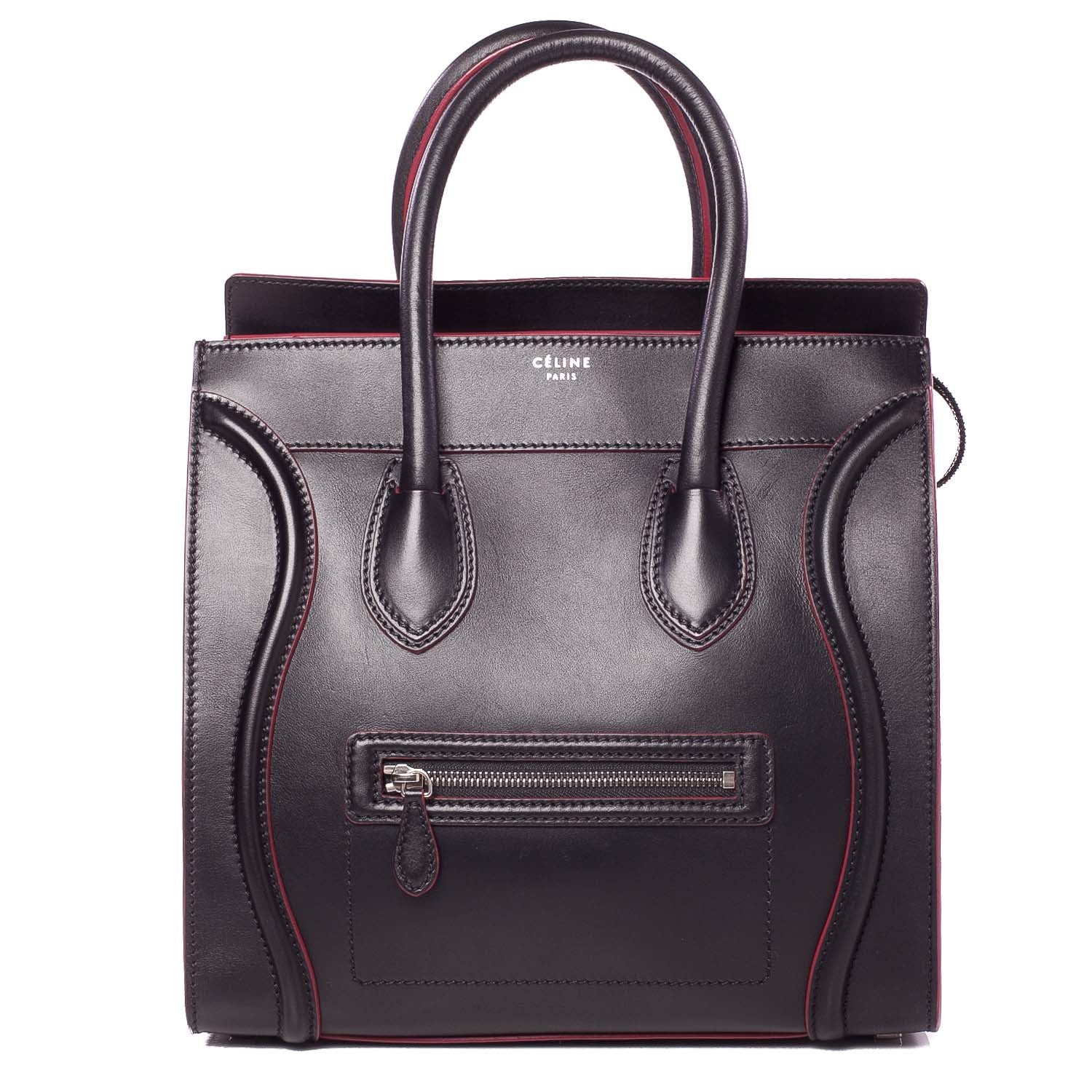 Celine Smooth Calfskin Mini Luggage Black w Pink Trim 1 of 9
