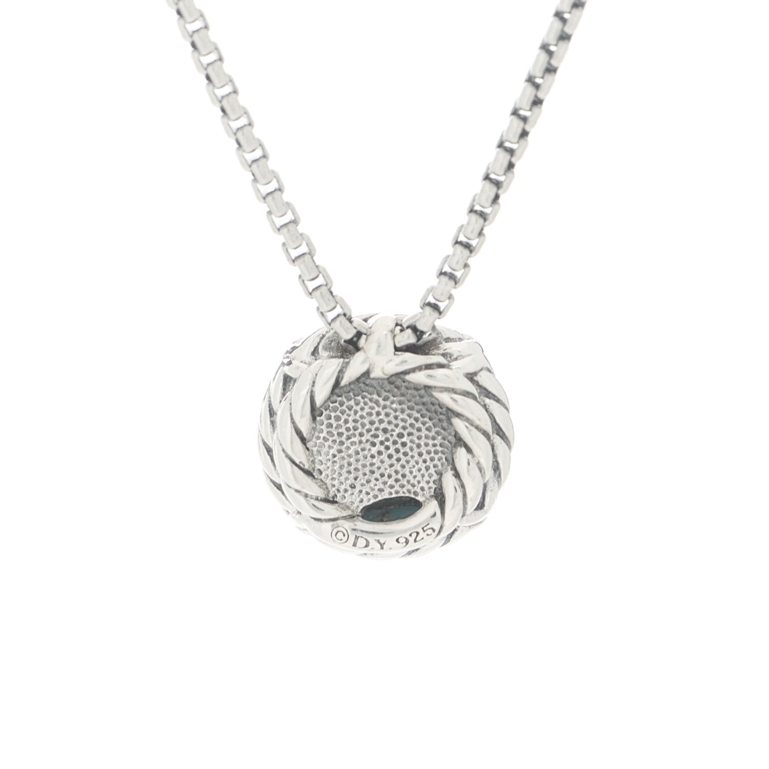David Yurman Sterling Silver Turquoise 8mm Chatelaine Pendant Necklace 7 of 7