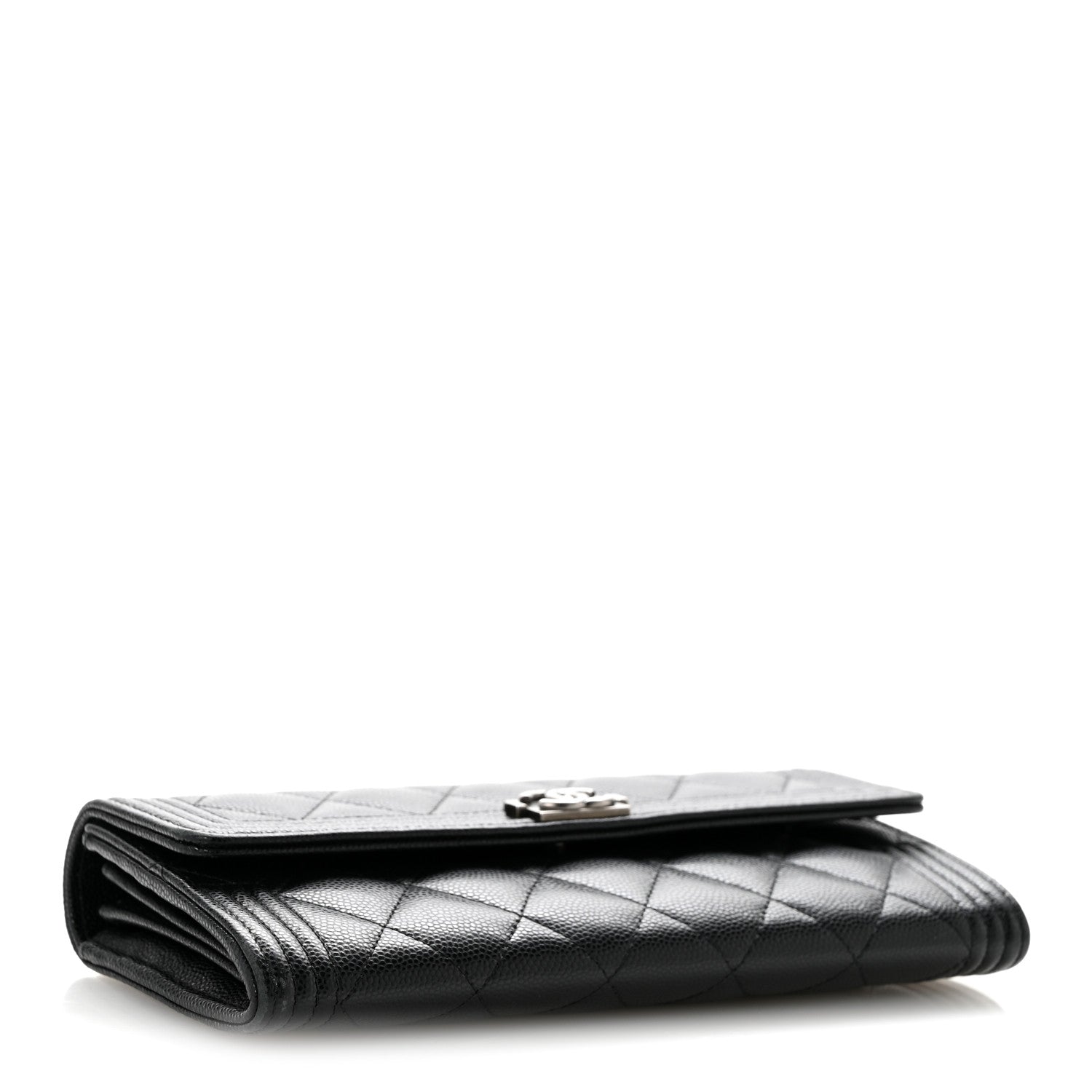 Chanel Caviar Quilted Large Boy Gusset Flap Wallet Black 4 of 12