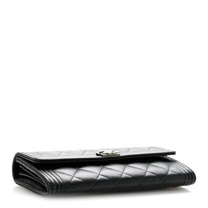 Chanel Caviar Quilted Large Boy Gusset Flap Wallet Black 4 of 12