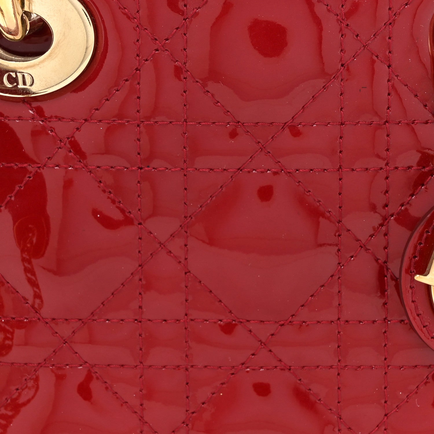 Christian Dior Patent Cannage Mini Lady Dior Red 8 of 12