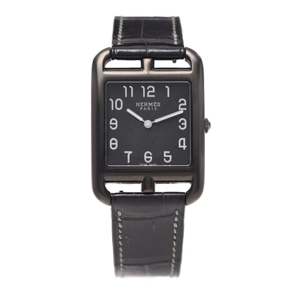 Hermes PVD Stainless Steel Alligator 29mm Cape Cod Quartz Watch Noir 1 of 6