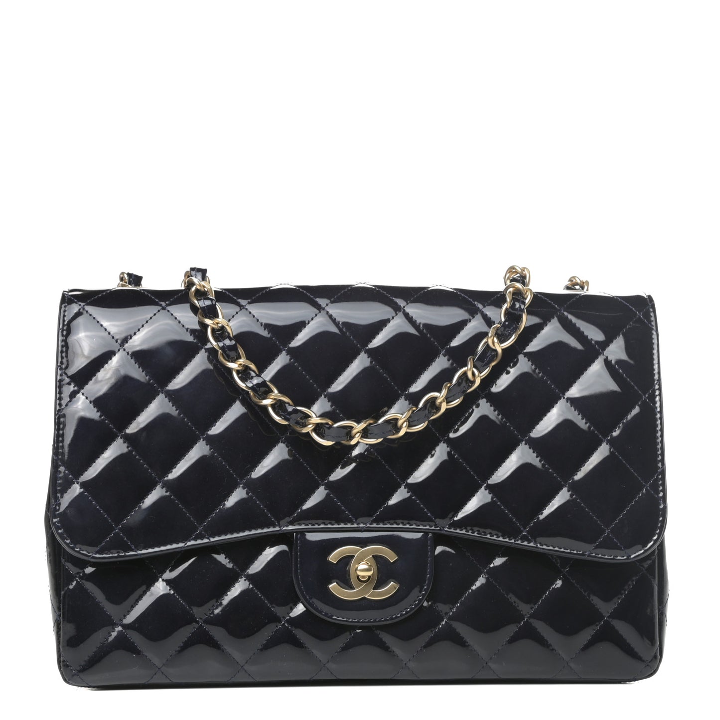 Patent Quilted Mobile Art Jumbo Single Flap Navy