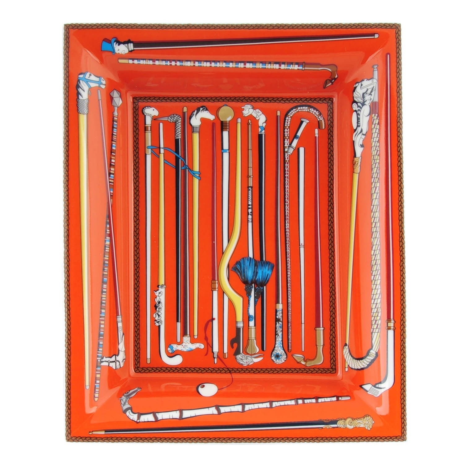 Hermes Porcelain Les Cannes Change Tray Orange 1 of 4