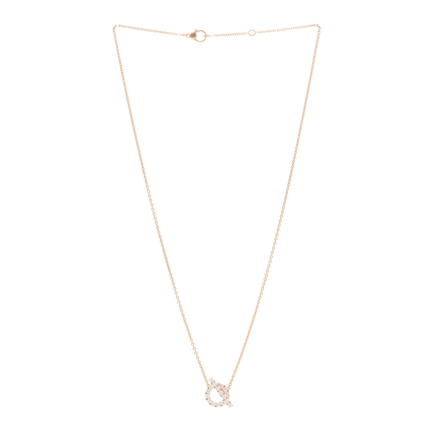 Hermes 18K Rose Gold Diamond Finesse Pendant Necklace 3 of 6