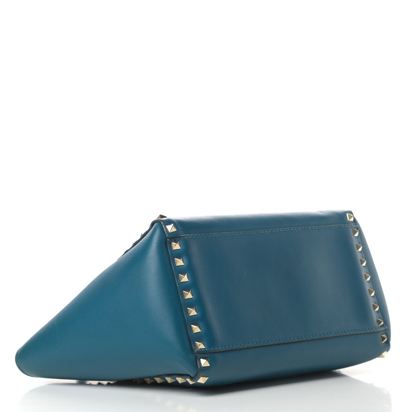 Vitello Small Rockstud Double Handle Tote Blue