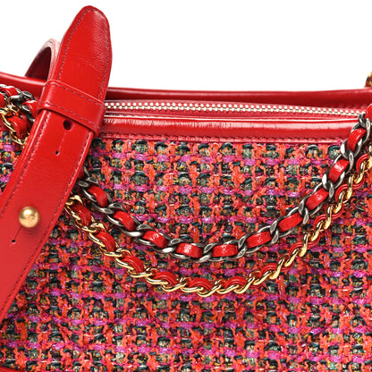 Chanel Tweed Calfskin Small Gabrielle Hobo Red Multicolor 8 of 10