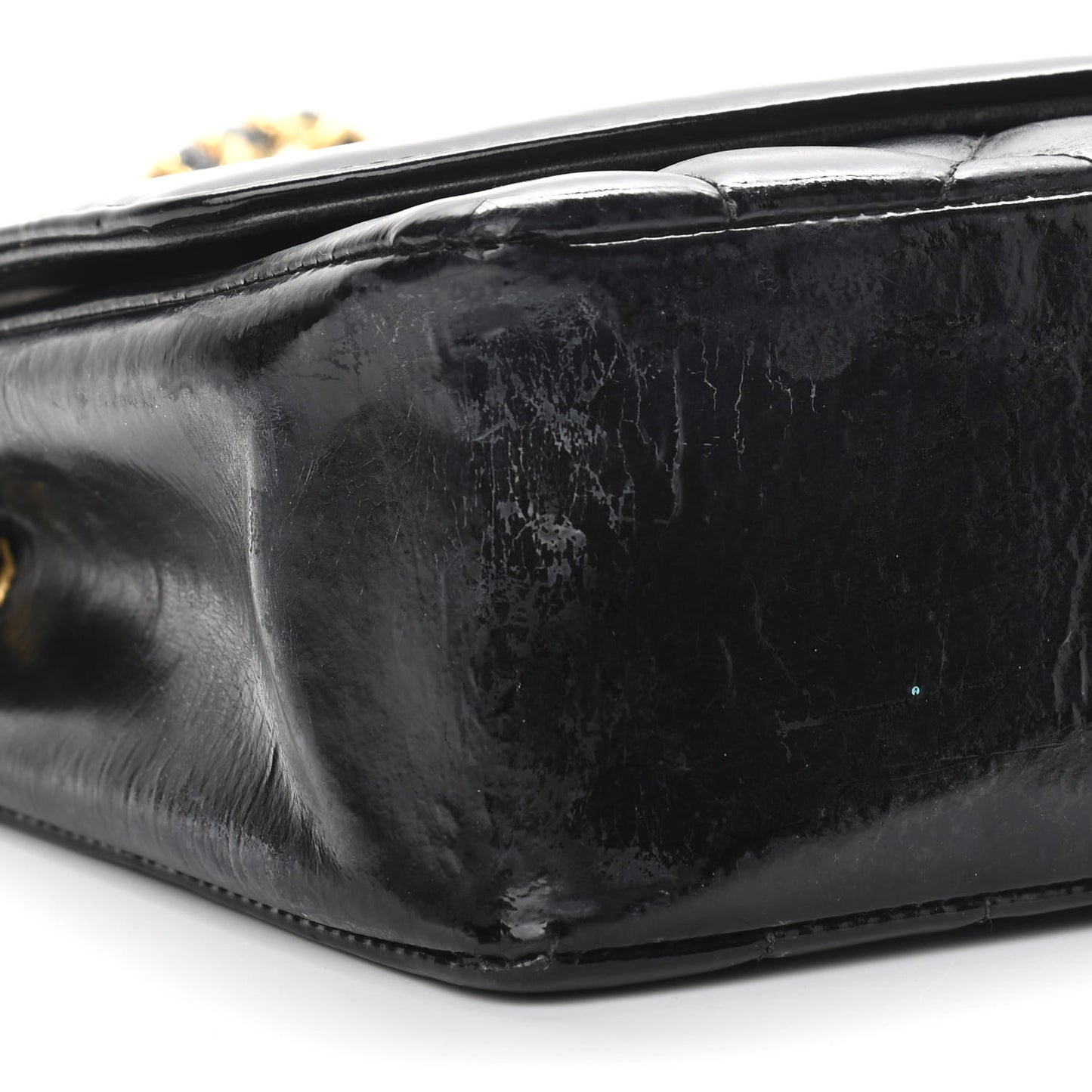 Patent Quilted Medium Single Flap Bag Black