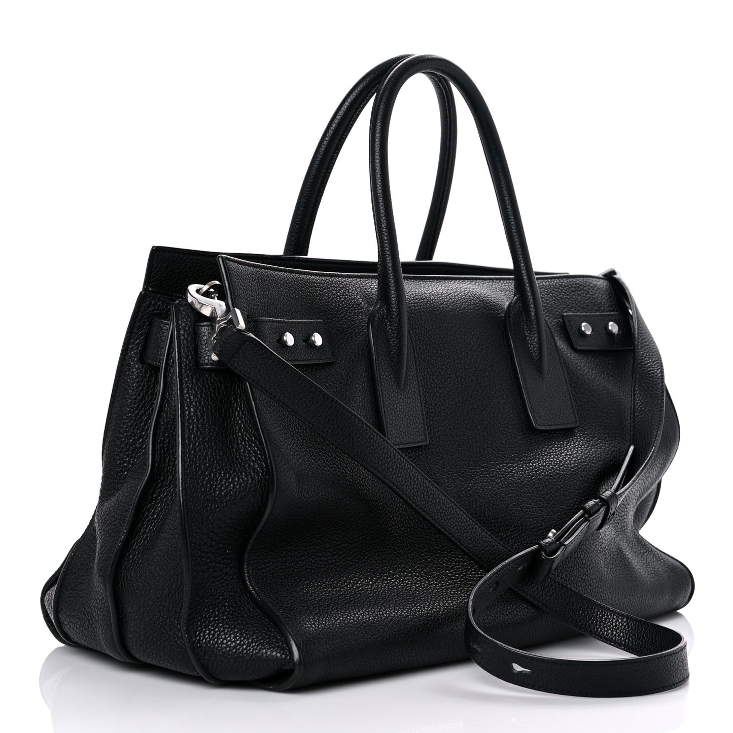 Grained Calfskin Medium Souple Sac De Jour Black