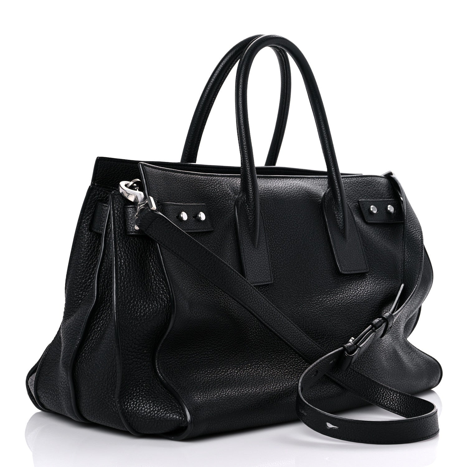 Saint Laurent Grained Calfskin Medium Souple Sac De Jour Black 4 of 19