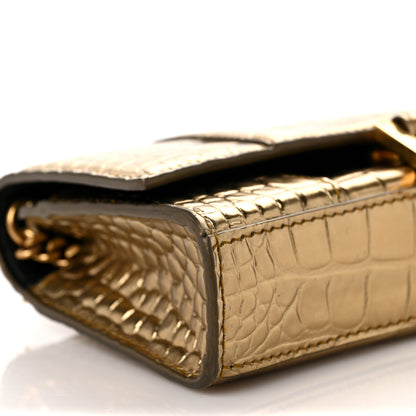 Balenciaga Metallic Calfskin Crocodile Embossed Hourglass Chain Bag Gold 7 of 8