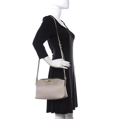 Burberry Signature Grain Calfskin Check Embossed Small Chichester Crossbody Clutch Bag Pale Grey 2 of 9