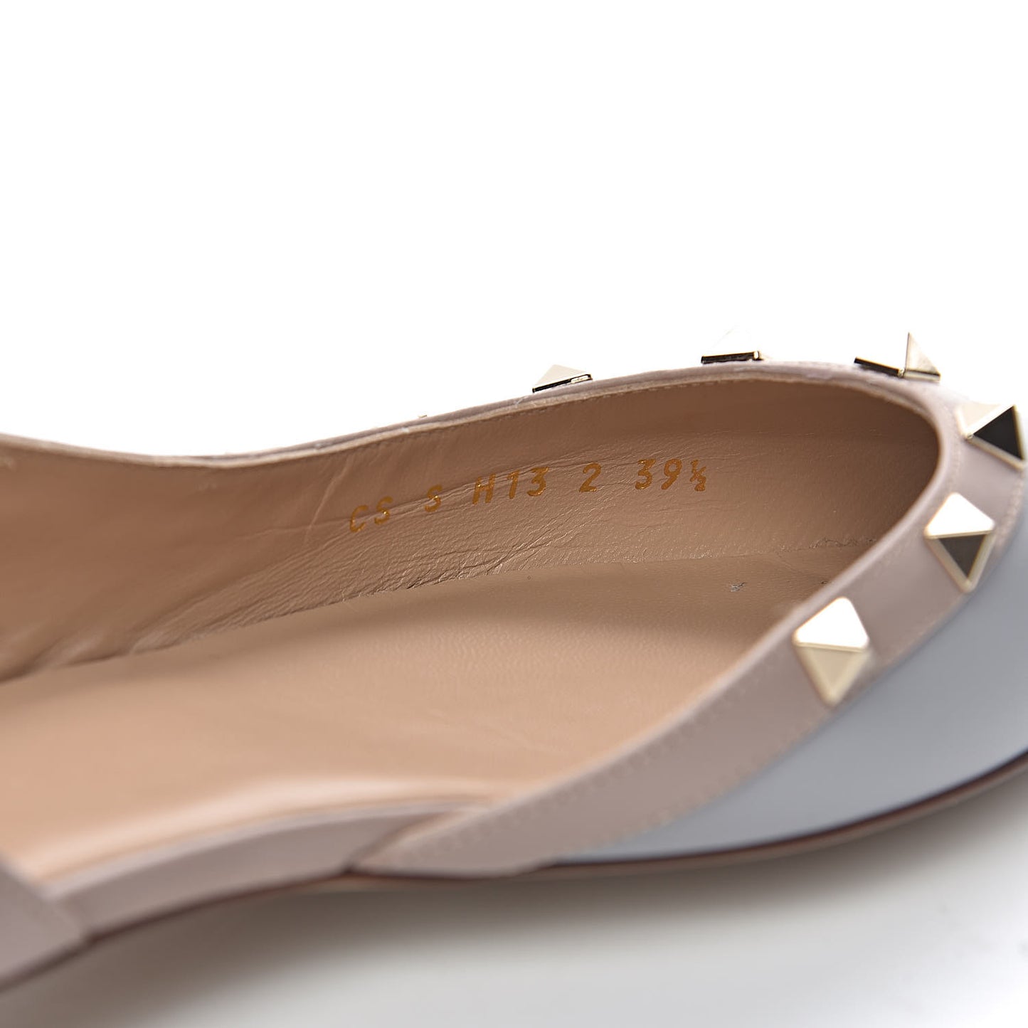 Nappa Rockstud Slingback Flats 39.5 Pastel Grey Poudre