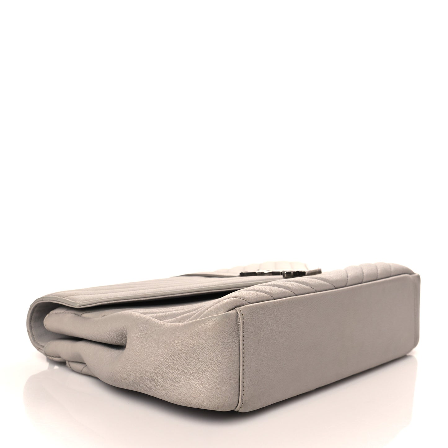 Sheepskin Matelasse Large Monogram College Satchel Light Grey