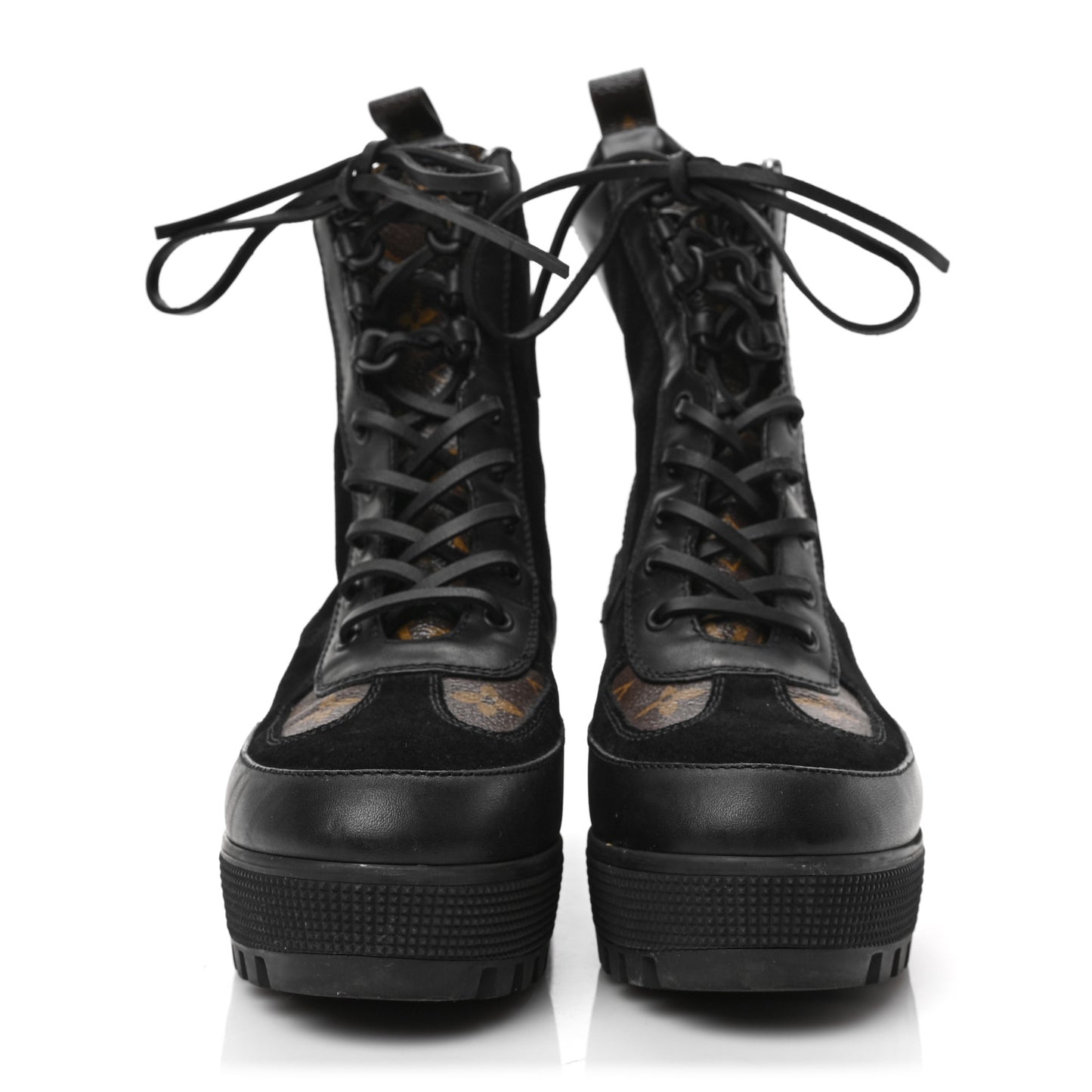 Suede Calfskin Monogram Laureate Platform Desert Boots 39 Black