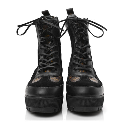 Louis Vuitton Suede Calfskin Monogram Laureate Platform Desert Boots 39 Black 2 of 6