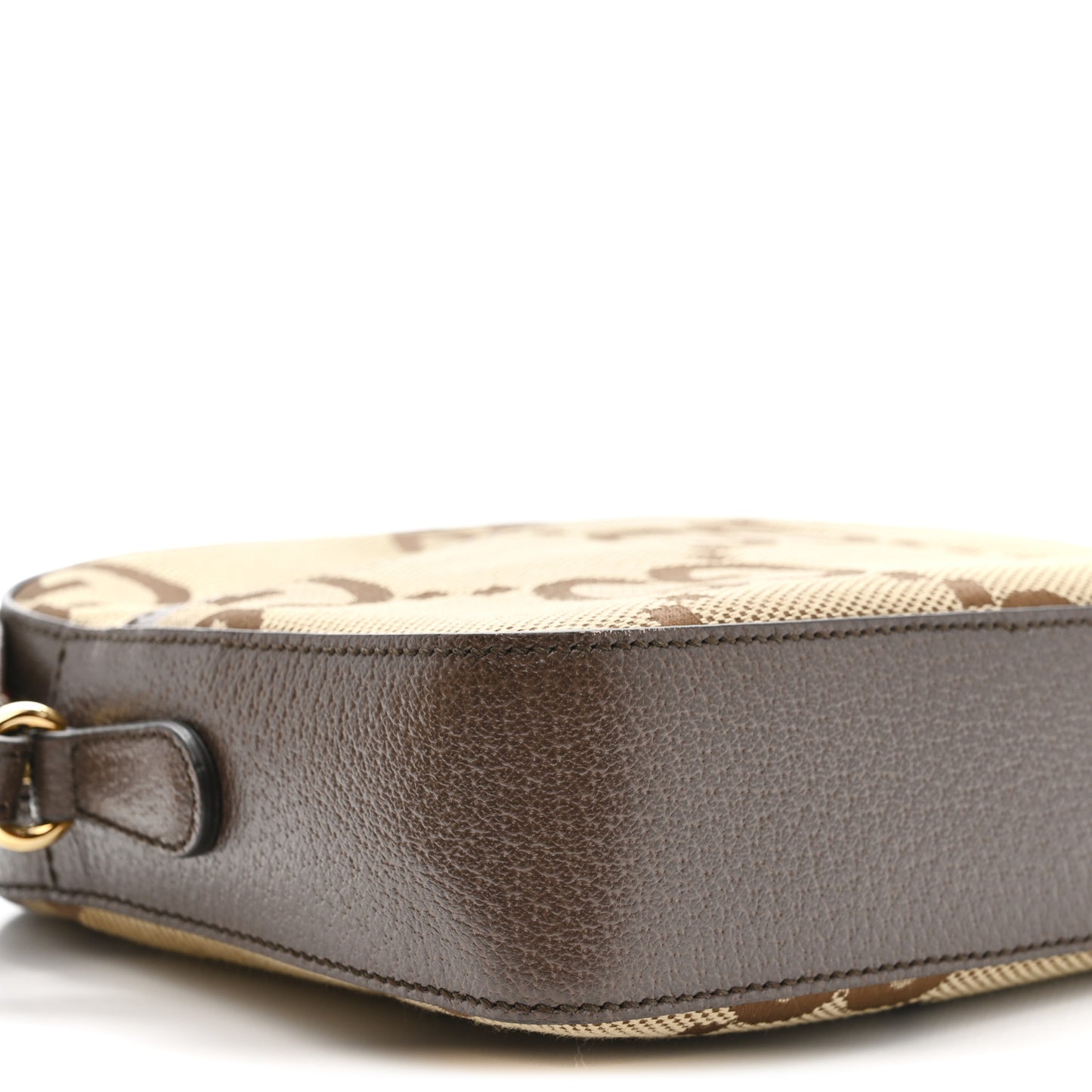Monogram Jumbo GG Textured Dollar Calfskin Web Messenger Shoulder Bag Camel Ebony New Acero