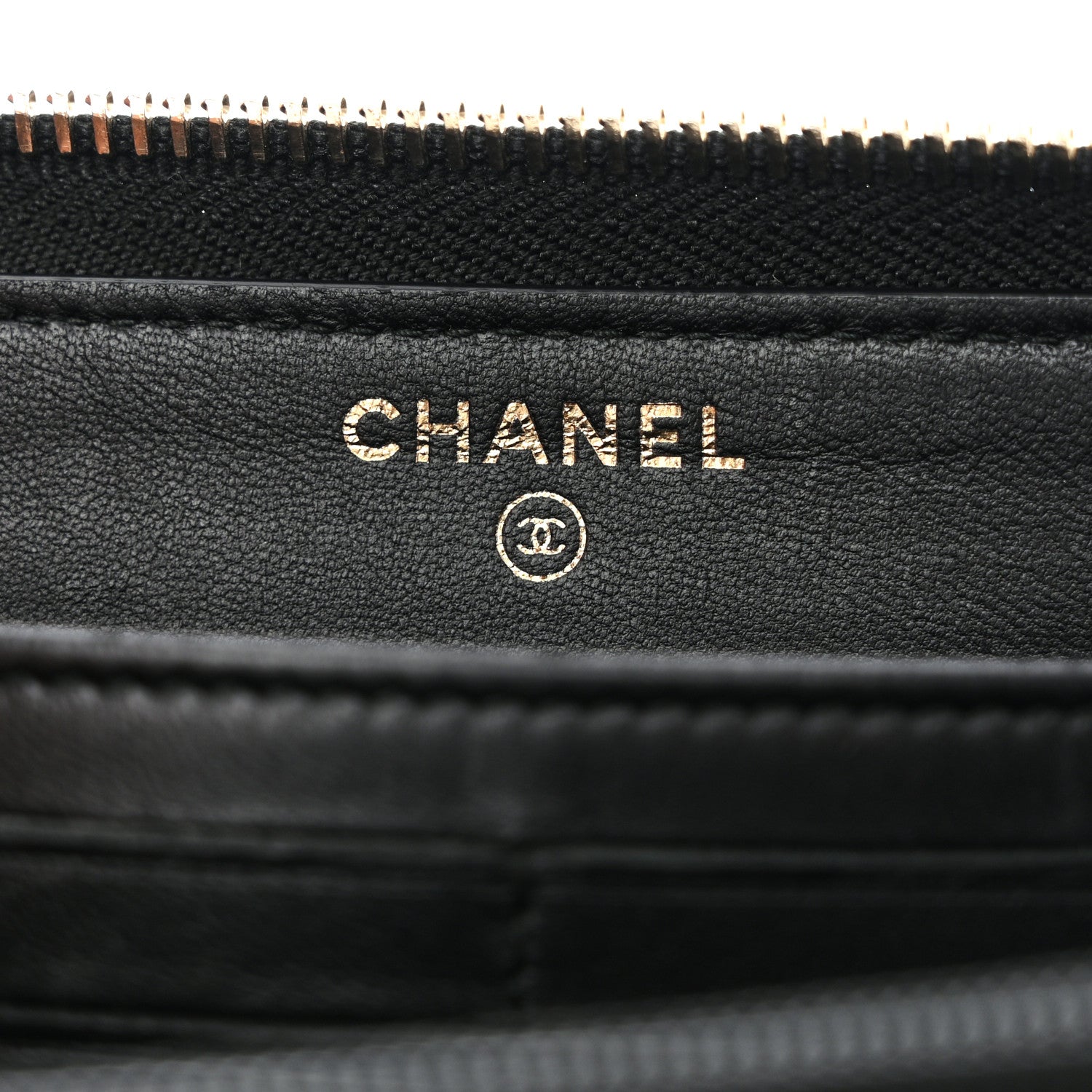 Chanel Lambskin Zip Around Large Gusset Wallet With Pearl Chain Black 6 of 12