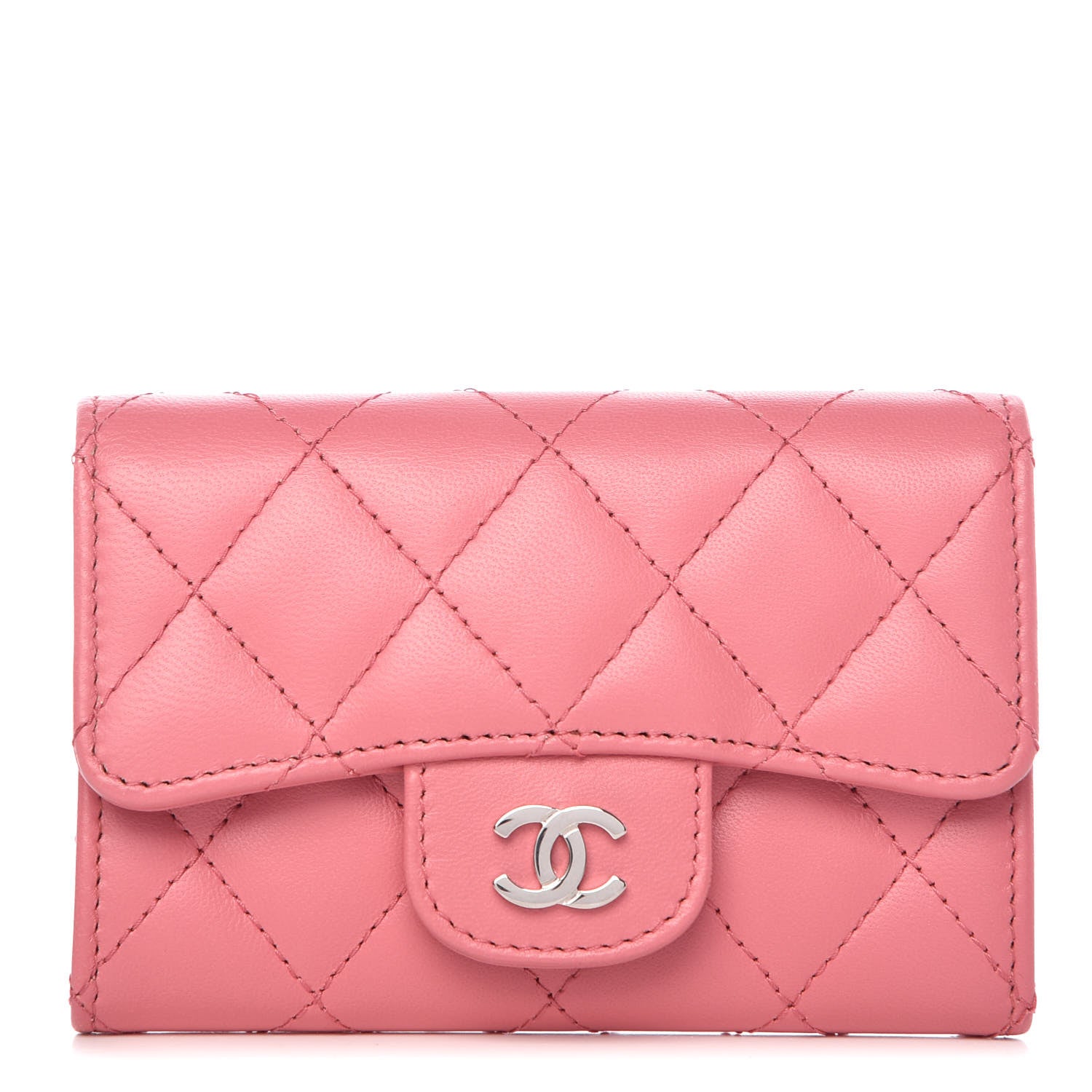 Chanel Lambskin Quilted Flap Card Holder Pink 1 of 12