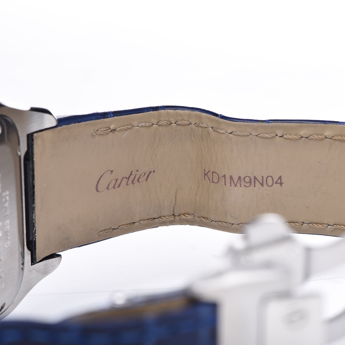 Stainless Steel Alligator 33mm Santos 100 Automatic Watch Blue