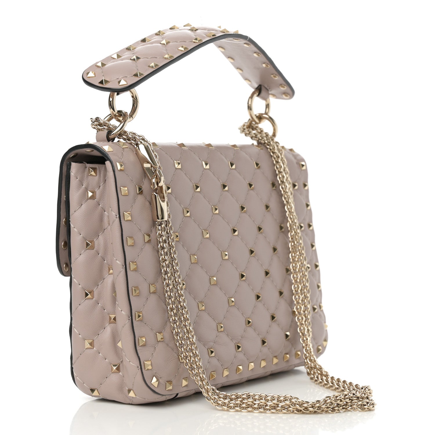 Valentino Garavani Lambskin Medium Rockstud Spike Shoulder Bag Poudre 3 of 14