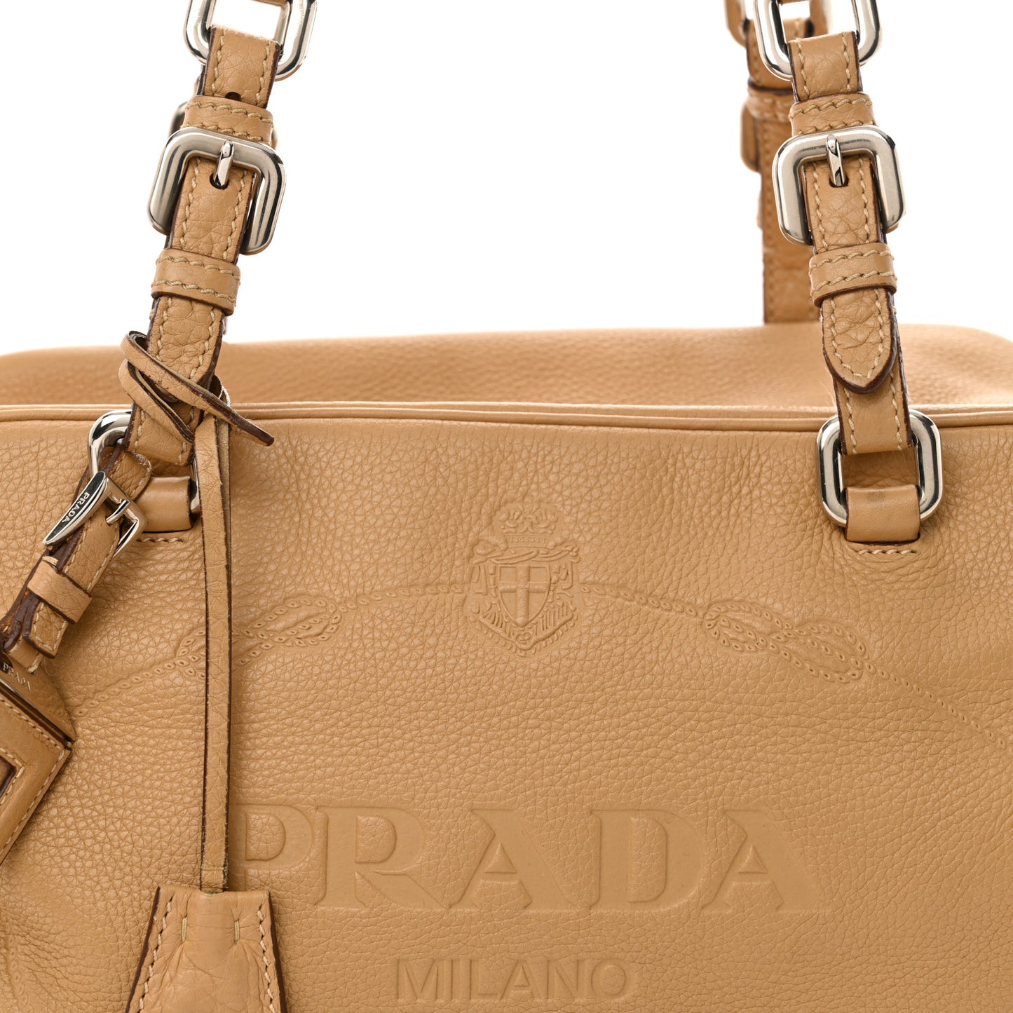 Vitello Daino Print Logo Bowler Beige