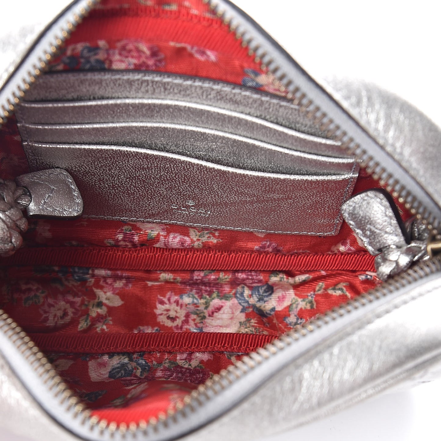 Laminated Nappa Web Trapuntata Mini GG Shoulder Bag Argento
