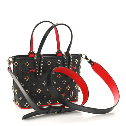 Christian Louboutin Calfskin Embellished Spikes Mini East West Cabata Tote Black 2 of 8