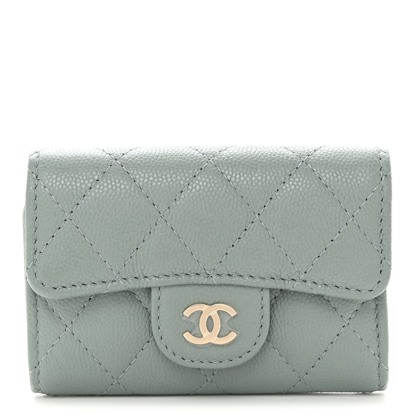 Caviar Quilted Classic 4 Key Holder Wallet Grey