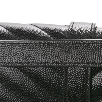 Saint Laurent Grain De Poudre Textured Mixed Matelasse Large Triquilt Monogram Satchel Black 11 of 11
