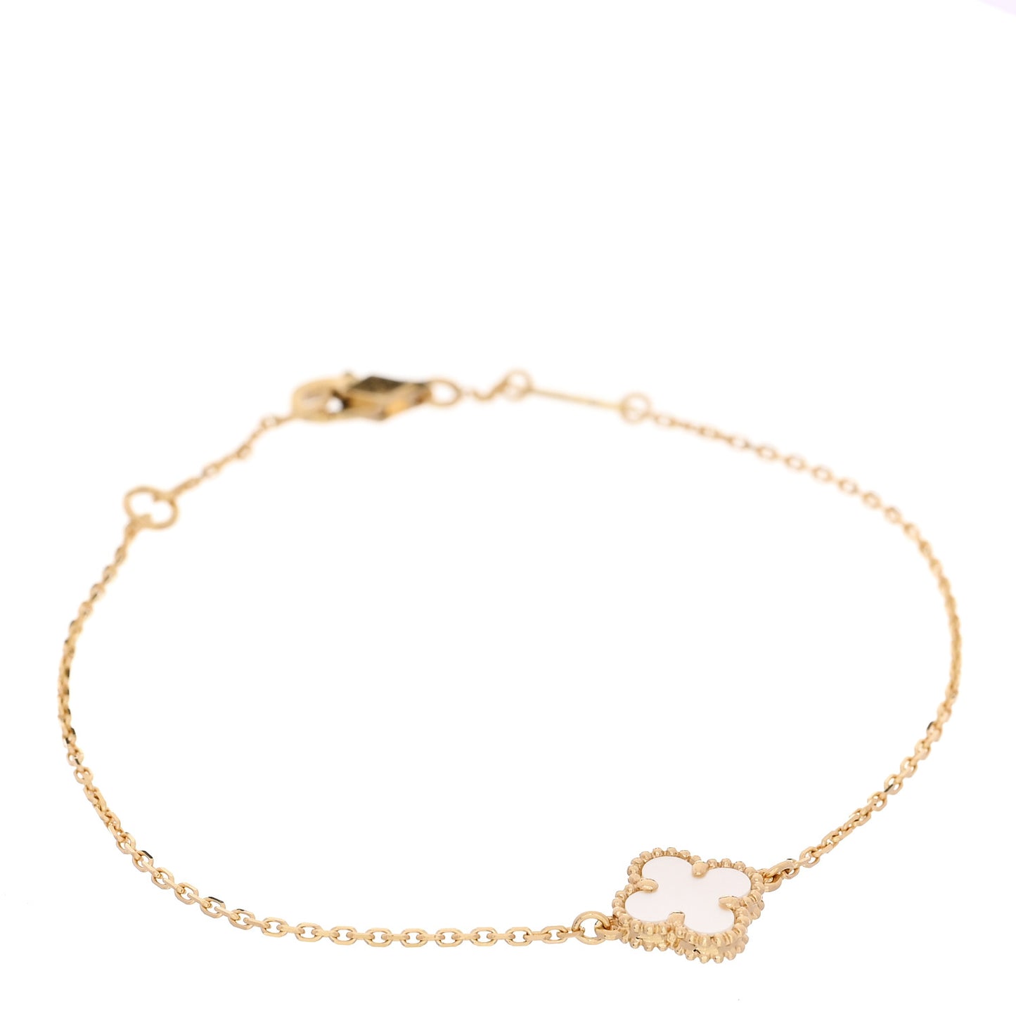 18K Yellow Gold Mother of Pearl Sweet Alhambra Bracelet