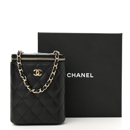 Chanel Caviar Quilted Small Vertical Coco Beauty Vanity Case With Chain Black 11 of 11