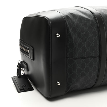 Gucci Soft GG Supreme Monogram Appia Calfskin Web Large Carry On Duffle Bag Black Grey 9 of 11