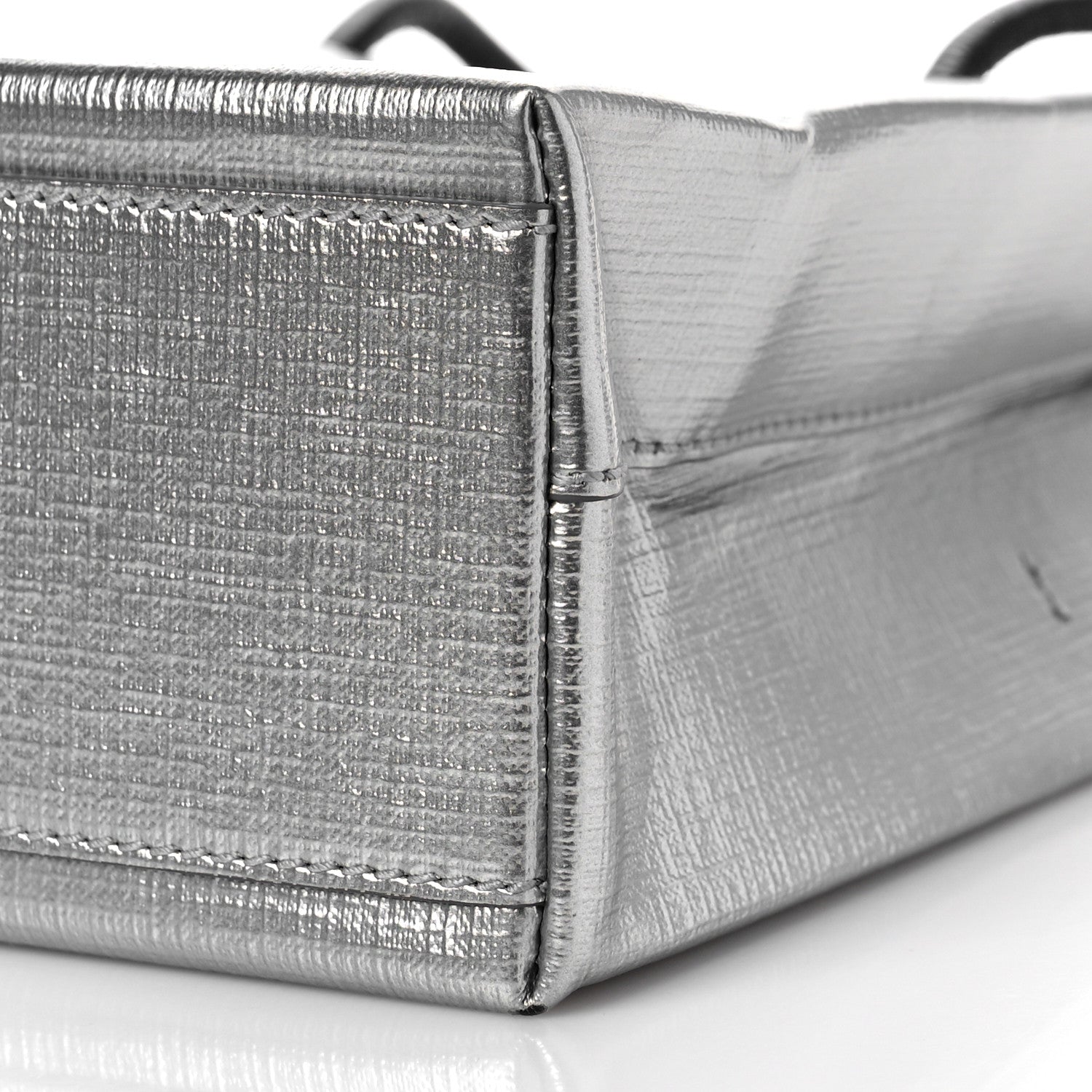 Balenciaga Metallic Squared Calfskin Logo North South Shopper Tote XXS Silver 8 of 8