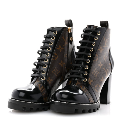 Louis Vuitton Patent Calfskin Monogram Star Trail Ankle Boots 37 Black 3 of 9