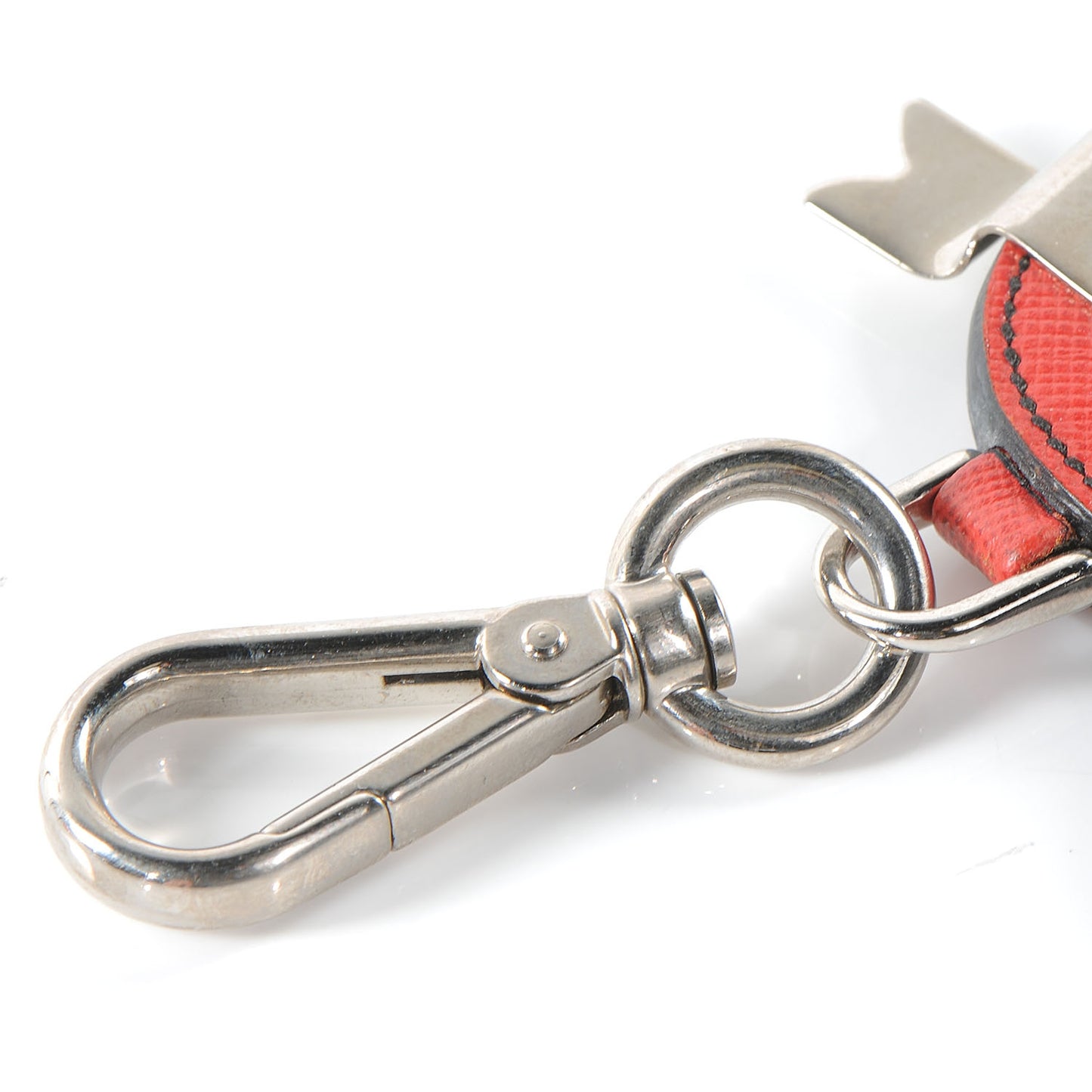 Saffiano Trick Heart Keychain Orange