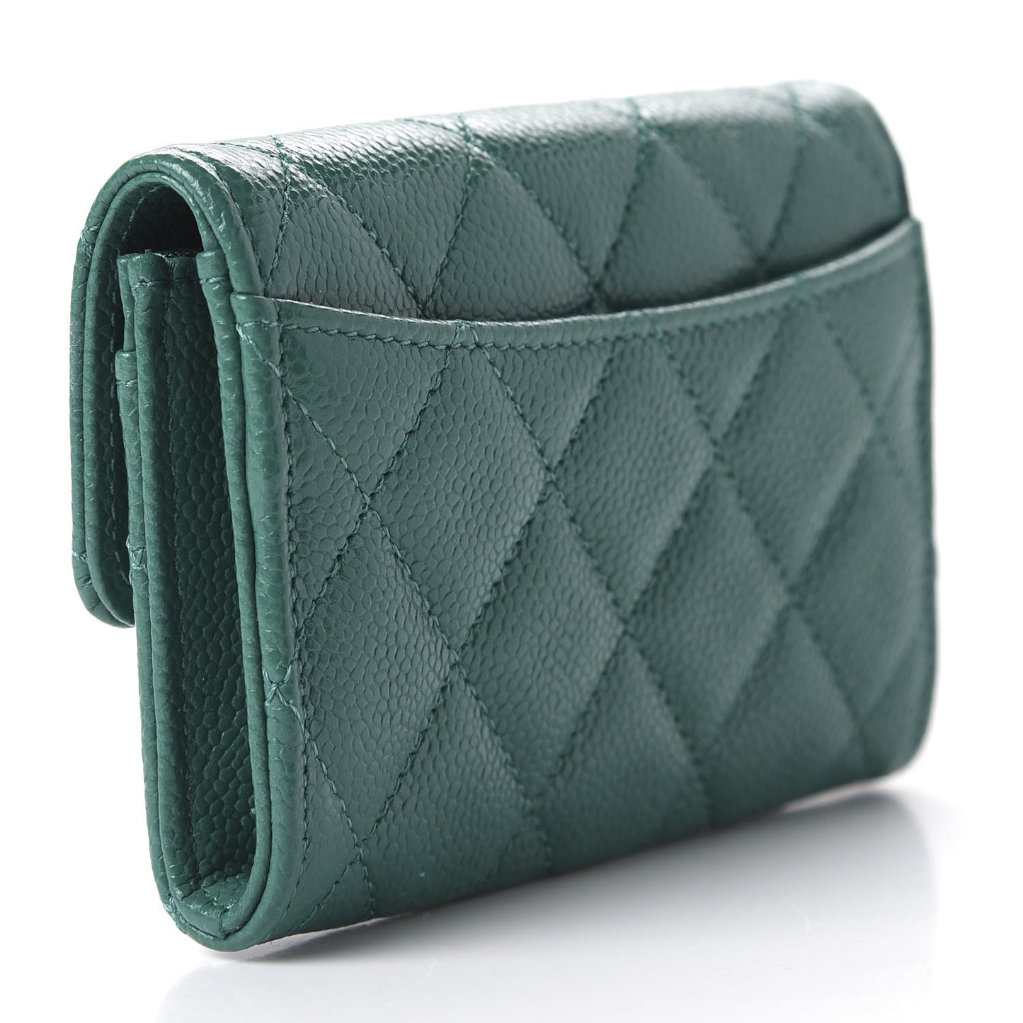 Caviar Quilted Card Holder Wallet Green