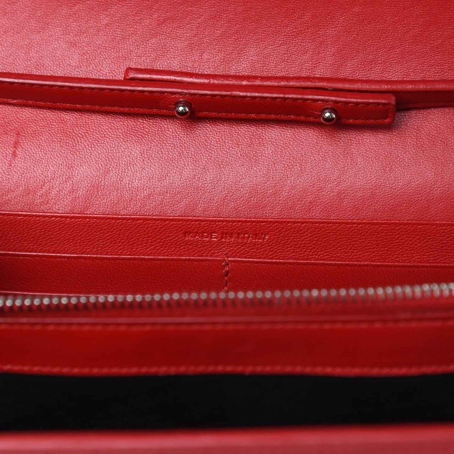Calfskin Crocodile Embossed Monogram Chain Wallet New Red