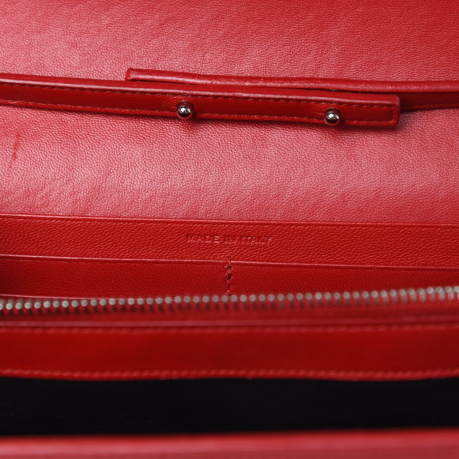 Saint Laurent Calfskin Crocodile Embossed Monogram Chain Wallet New Red 7 of 13