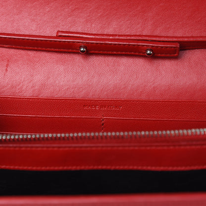 Saint Laurent Calfskin Crocodile Embossed Monogram Chain Wallet New Red 7 of 13