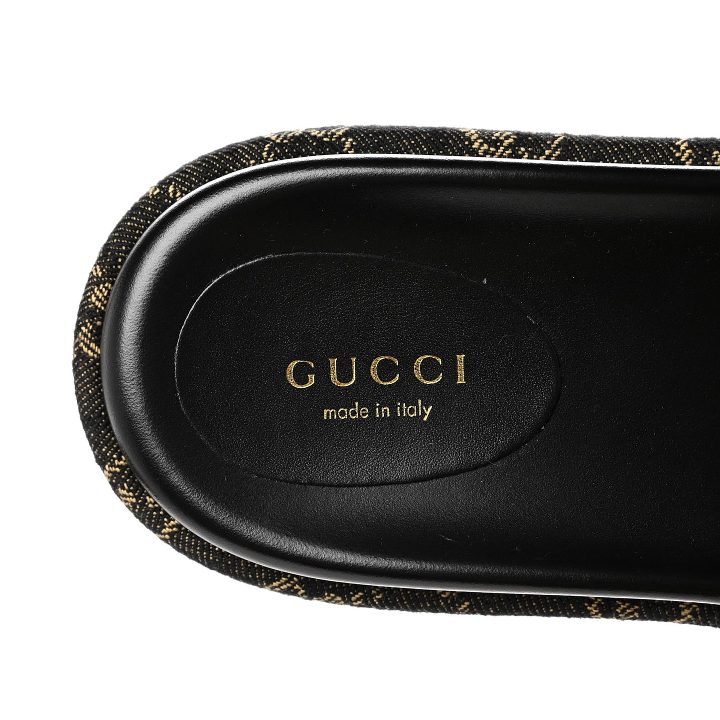 Jacquard Black Denim GG Monogram Angelina Platform 55mm Slide Sandals 40 Black Ivory