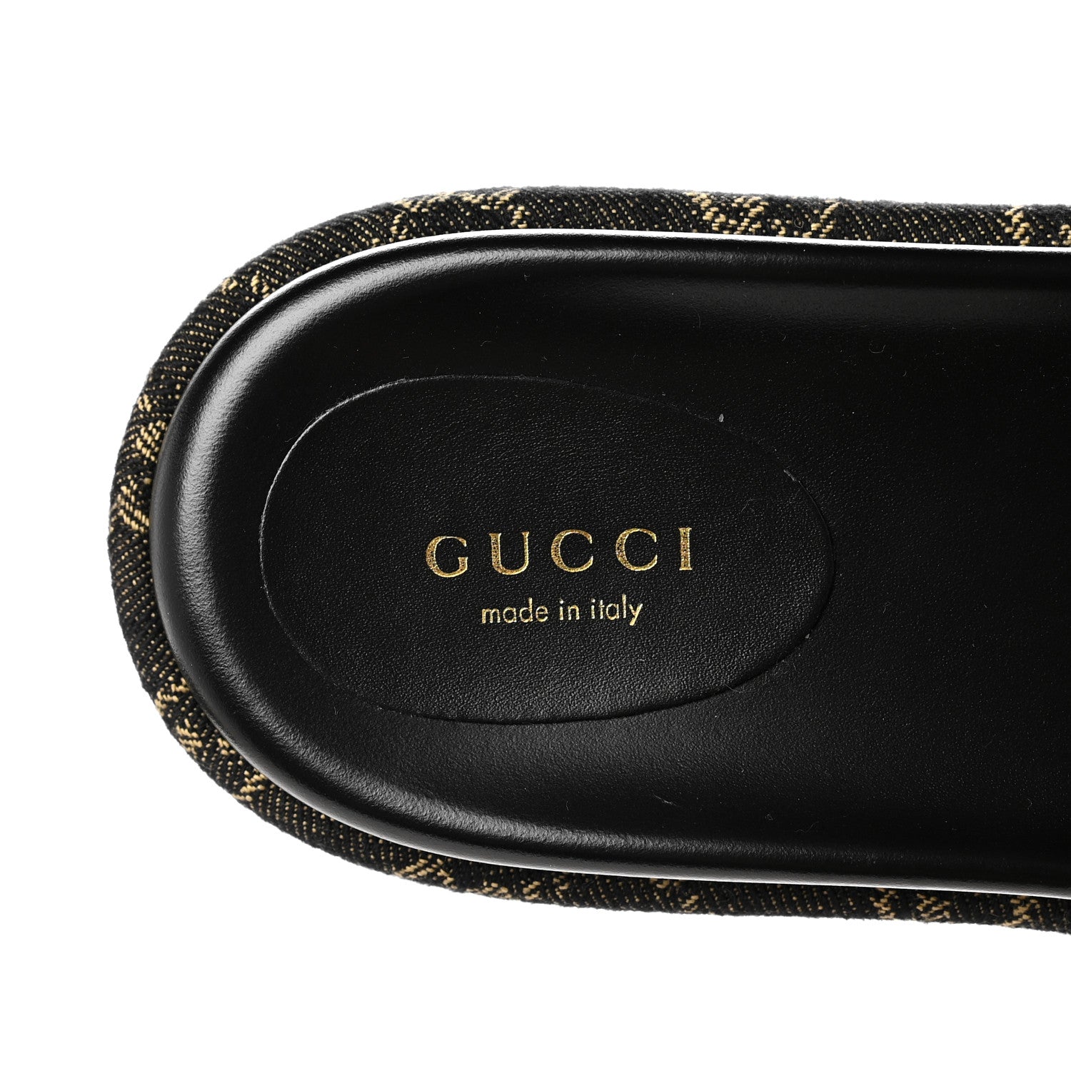 Gucci Jacquard Black Denim GG Monogram Angelina Platform 55mm Slide Sandals 40 Black Ivory 7 of 8