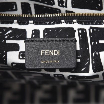 Fendi X JOSHUA VIDES Coated Canvas Stamp Patch Shopping Tote White Black 5 of 9