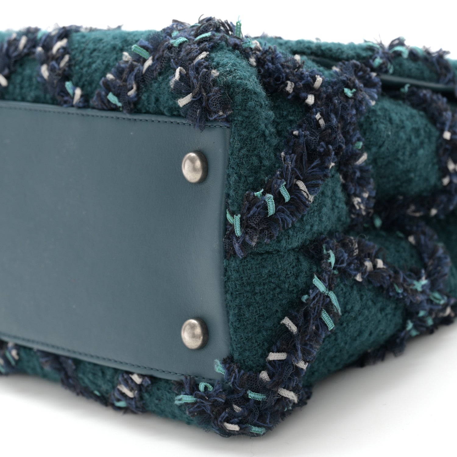 Chanel Tweed Lizard Quilted Small Coco Handle Flap Green Multicolor 10 of 10