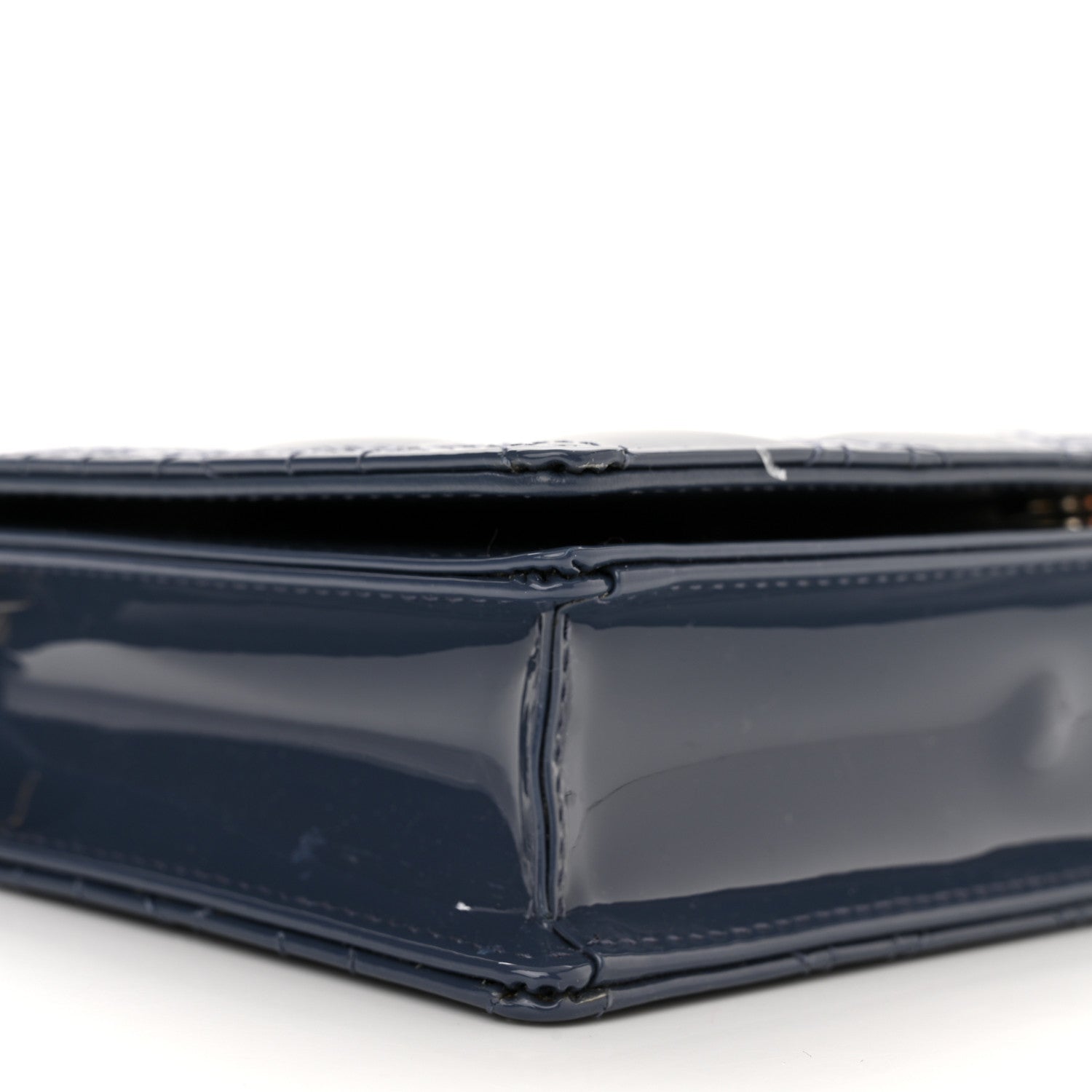 Christian Dior Patent Cannage Lady Dior Chain Wallet Denim 10 of 13