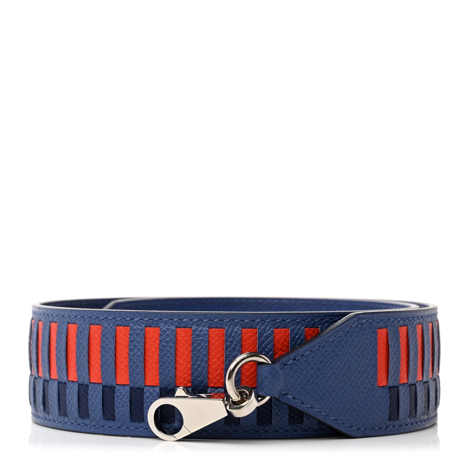 Hermes Epsom 40mm Tressage Shoulder Strap Bleu Brighton Capucine Bleu Saphir 1 of 6