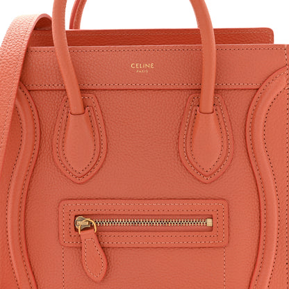 Celine Drummed Calfskin Nano Luggage Lychee 8 of 10