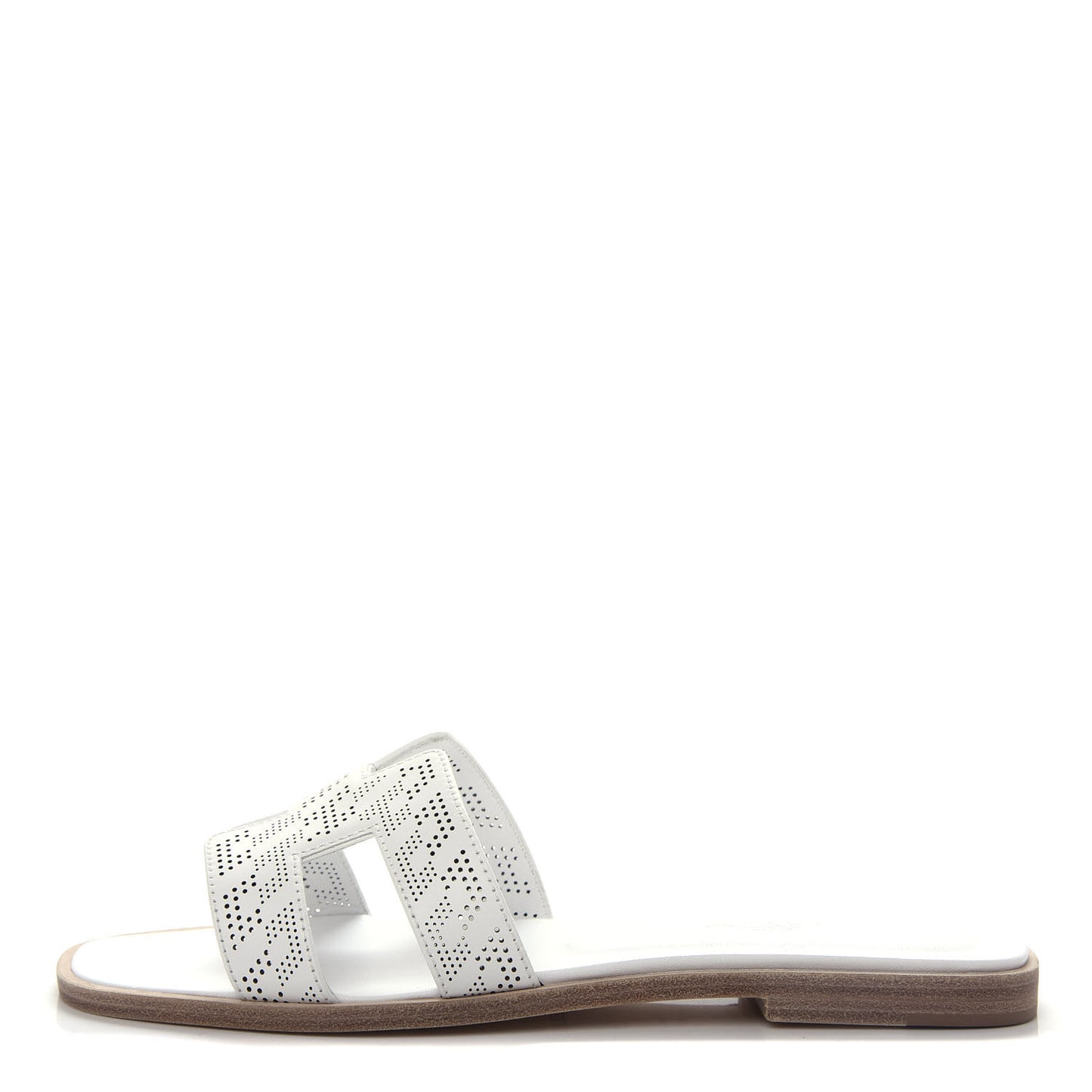 Calfskin Perforated Oran Sandals 36 White